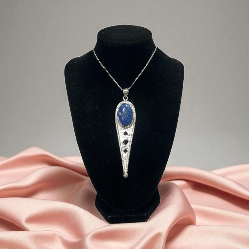 Colgante De Lápiz Lazuli Mas Cadena De Plata 980