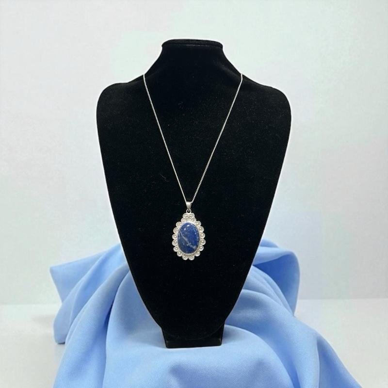Colgante De Lapislázuli En Plata 950 Y Cadena 980