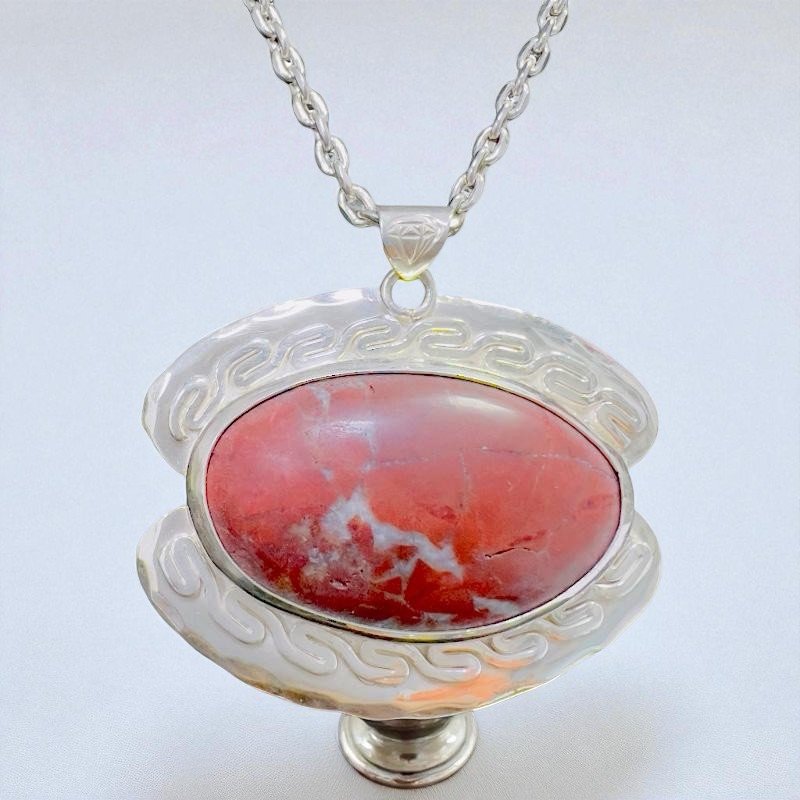 Collar Artesanal De Jaspe Volcánico En Plata 999