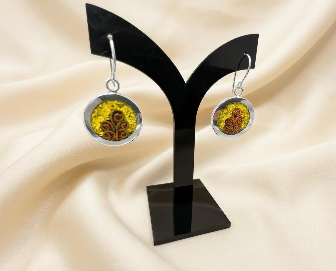 Aros Bronce Y Piedras Reales Ganchos De Plata