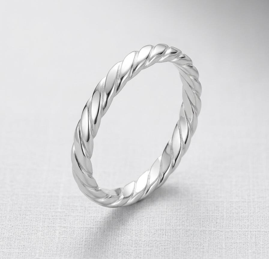 Anillo trenzado en plata ley 950